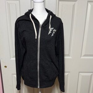 Foo Fighters grey Zip-Up Hoodie with Foo Fighters design on the back.